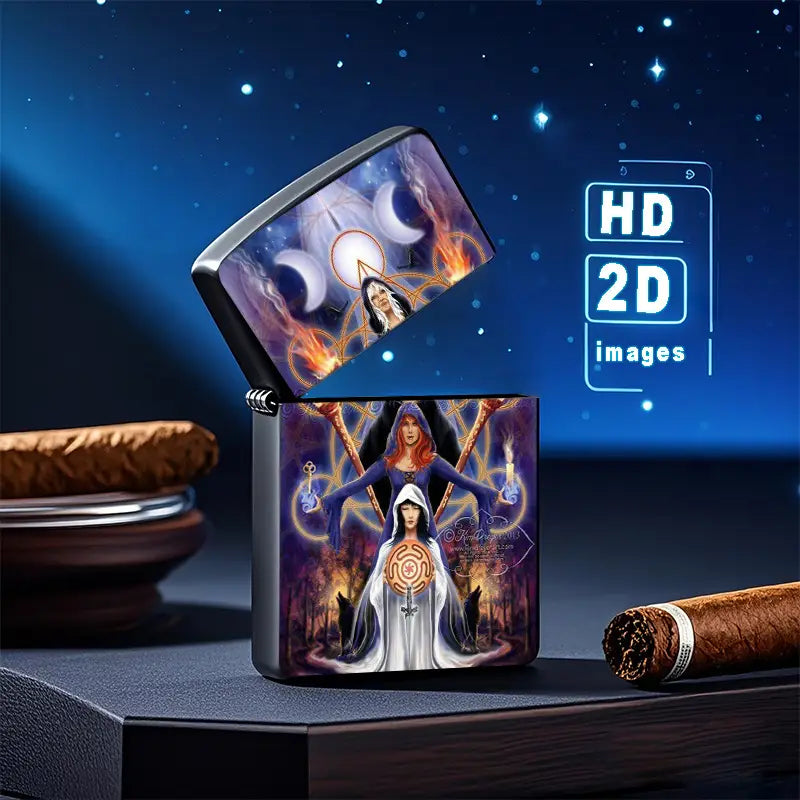 2D Wiccan Triad Mystical Aluminum Lighter Shell,