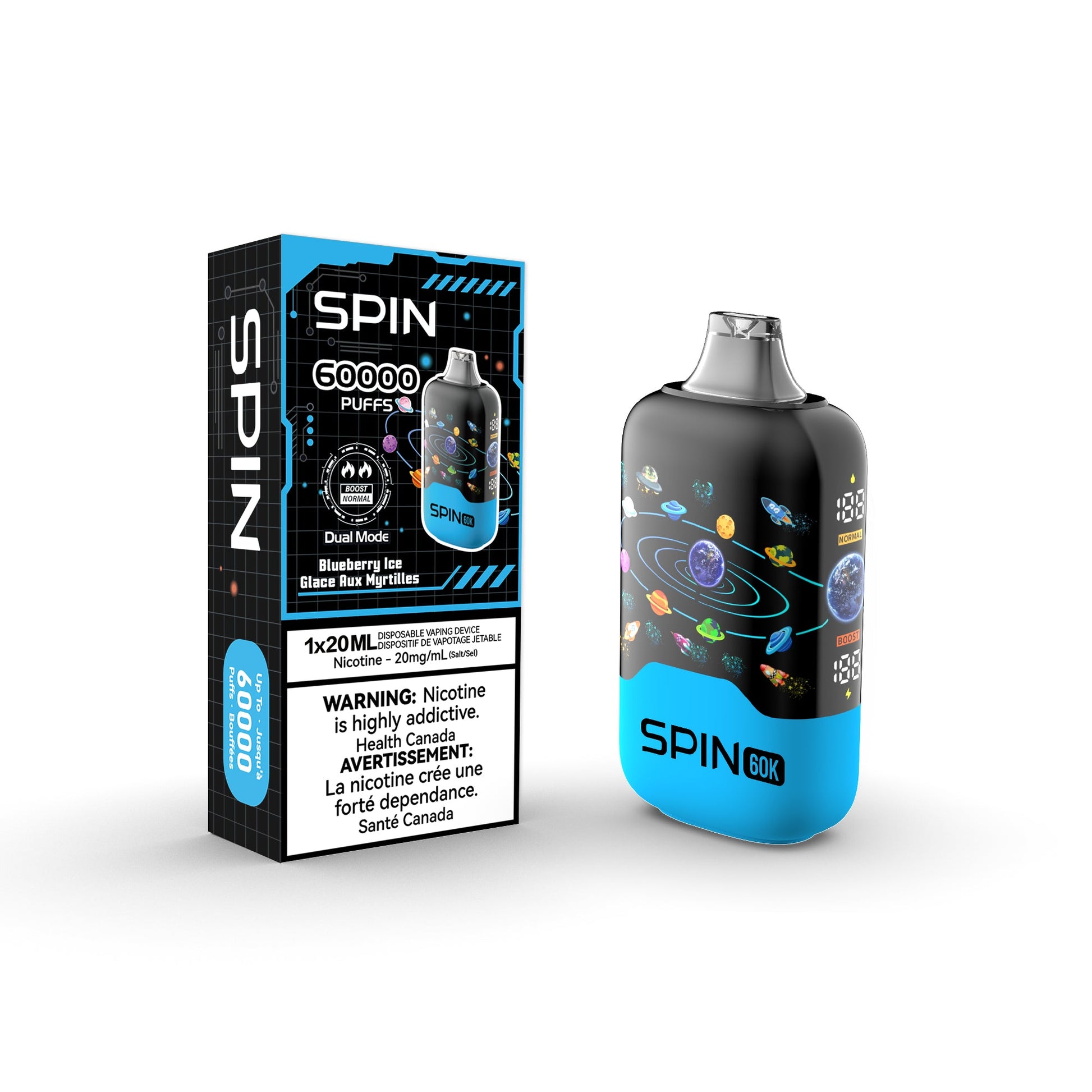 SPIN 60K Rechargeable Disposable Vape 20mL,