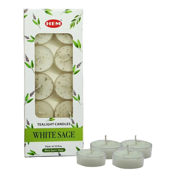 HEM – White Sage Tea Light Candles (10/Pack)