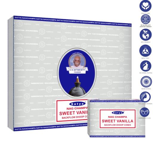 Satya Backflow Cones – Sweet Vanilla Backflow Dhoop Incense 10 Cones