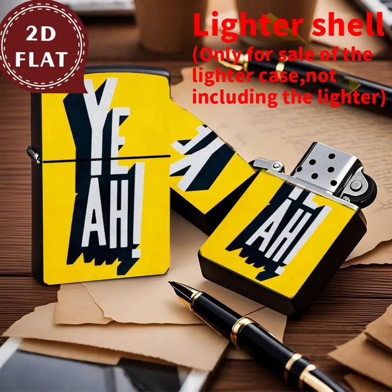 2D Retro Bold “YE AH” Text Design Lighter Shell,