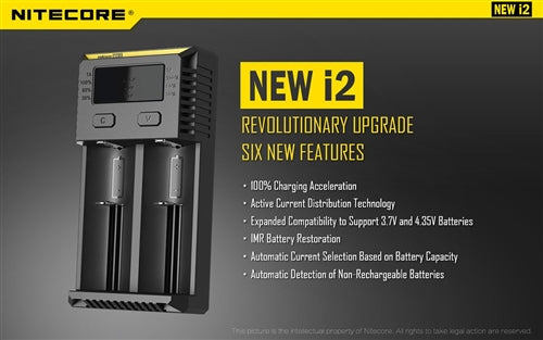 [CLEARANCE] i2 Nitecore Intellicharger i2 V2 Li-ion – NiMH battery 2-slot charger NEW UPDATED,