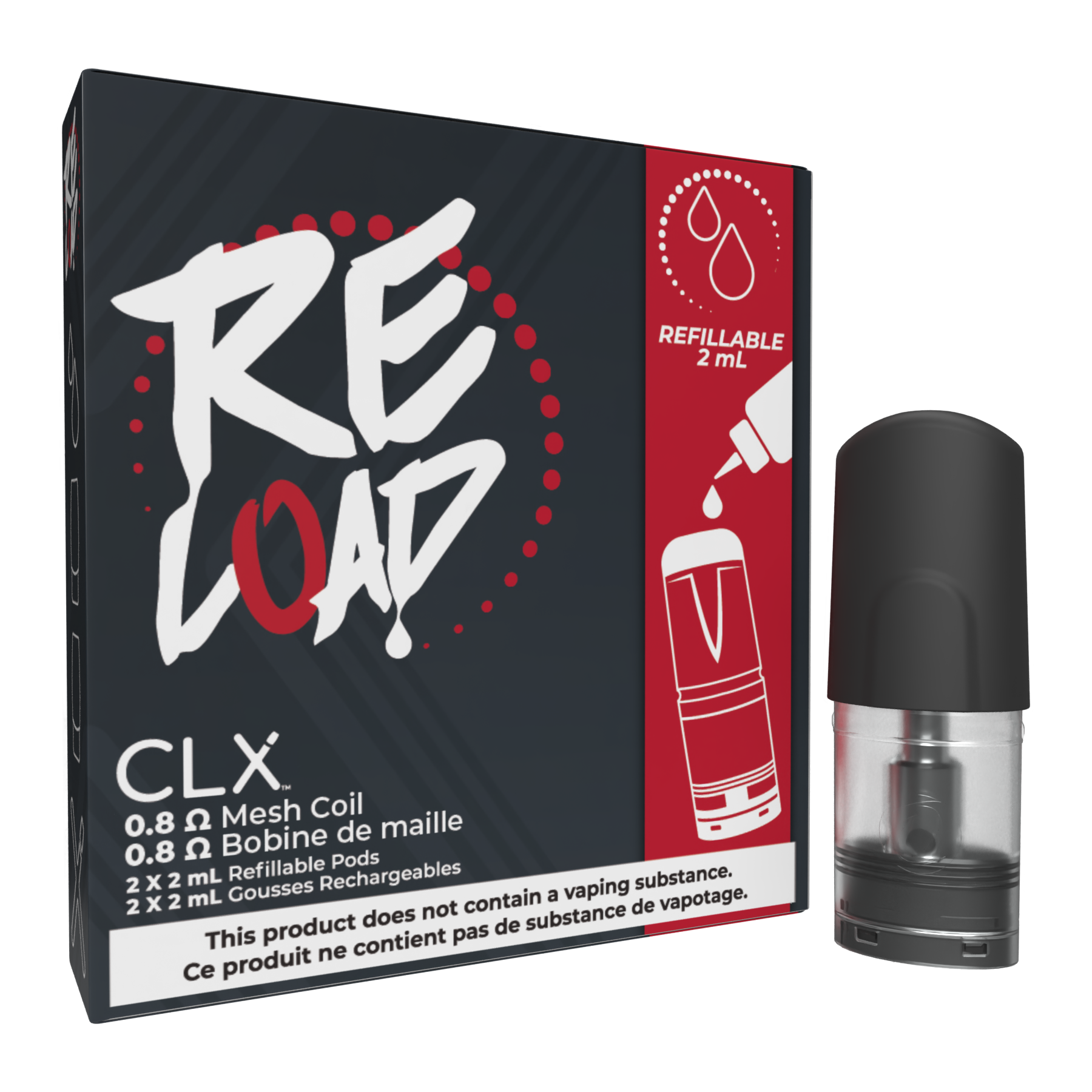 CLX STLTH Re Load Compatible Refillable Pods 2 Pcs 0.8ohm 2ml,