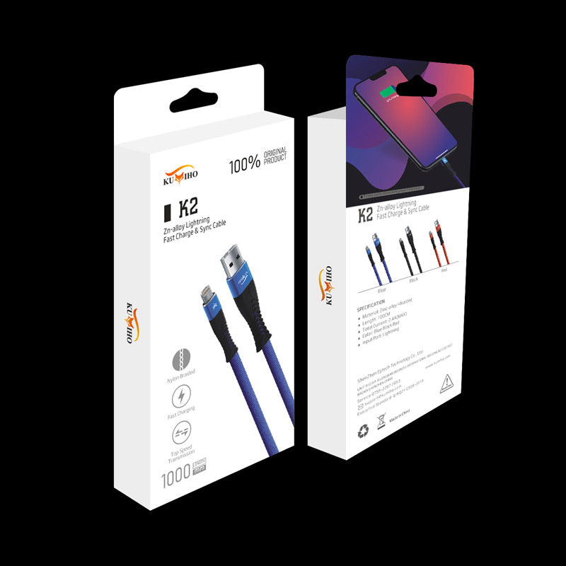 Kumiho K2 Zn-alloy Fast Charge Sync Cable Lightning, Mirco-USB, USB Type-C,