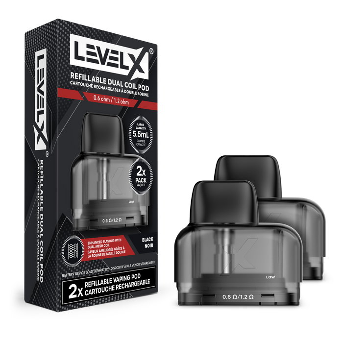 Level X Refillable Dual Coil Pod 5.5mL (2 Pack), Level X Refillable Dual Coil Pod 5.5mL (2 Pack),