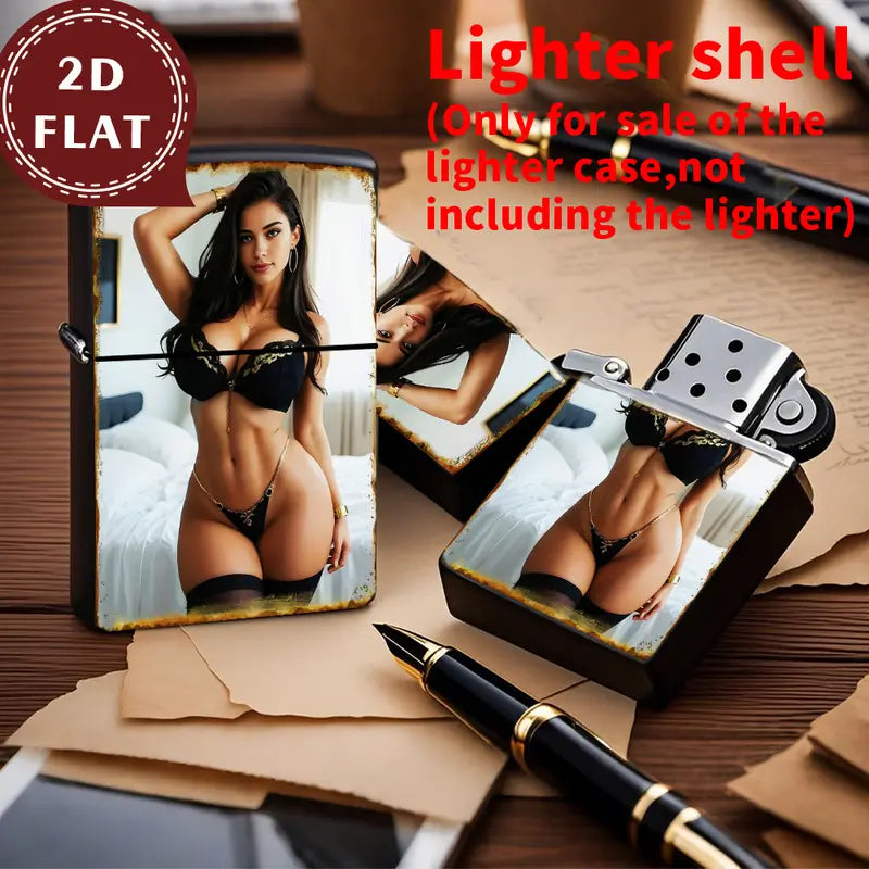 Retro Bikini Figure Beach Aluminum Lighter Shell,