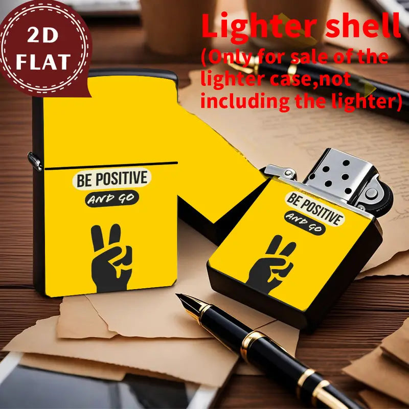 Retro Inspirational Quote & Peace Sign Pattern Lighter Shell,