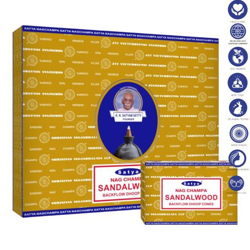 All Products Satya Backflow Cones - Sandalwood Backflow Dhoop Incense 10 Cones