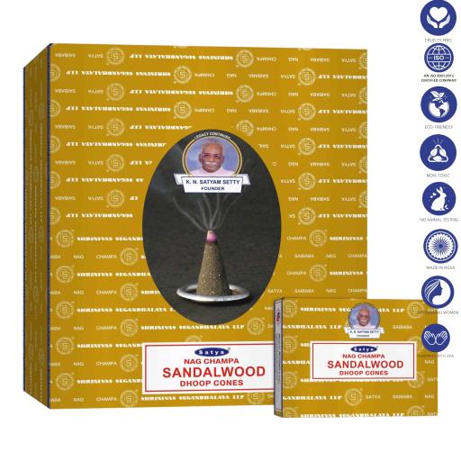 All Products Satya - Sandalwood Dhoop Cones (12 Cones, 1″)