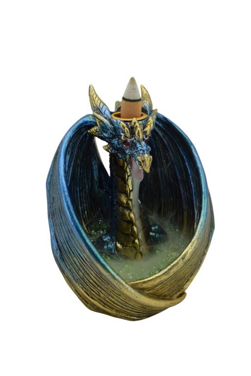 All Products ZenN - Blue Gold Dragon w/ LED Backflow Incense Burner 4.4x3.7x5.8β