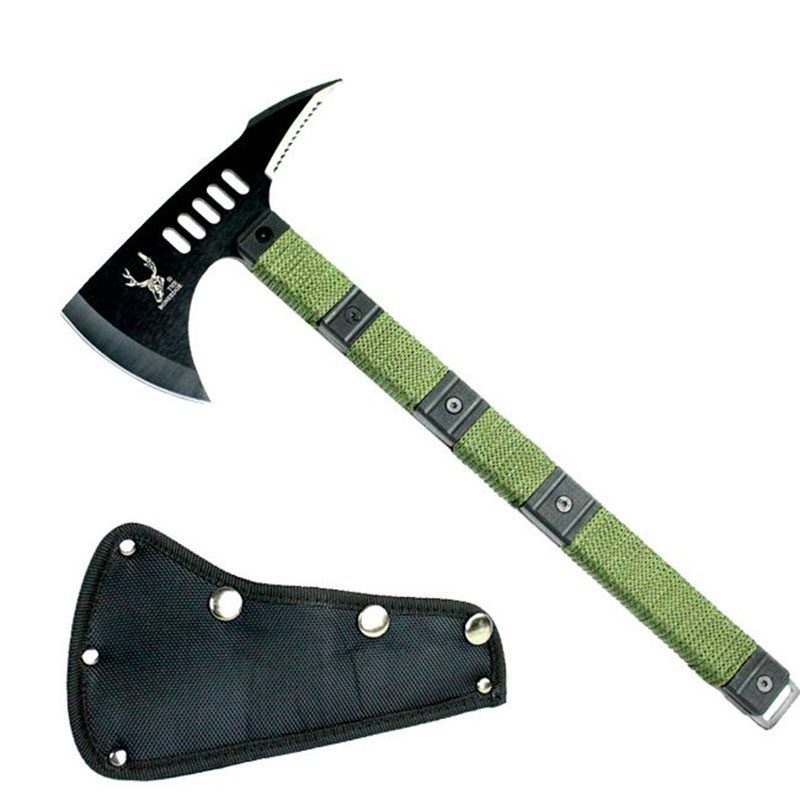 All Products The Bone Edge - 14.5β³ Black Blade Tactical Axe w/ Sheath Green Handle