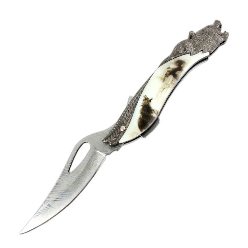 All Products The Bone Edge - 8.5″ Bear Pattern Handle Folding Knife w/ Gift Box