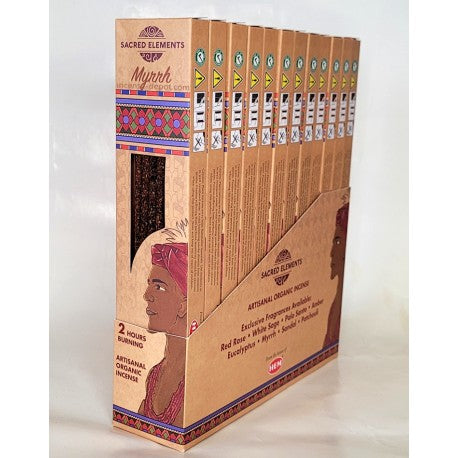 All Products Sacred Elements Organic - Myrrh Premium Masala Hand‑Rolled Incense Sticks (15g, 2 hr burn, 8–10 sticks)