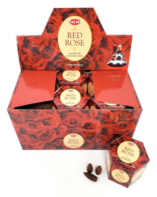 HEM Backflow Cones – Red Rose Backflow Incense 40 Cones
