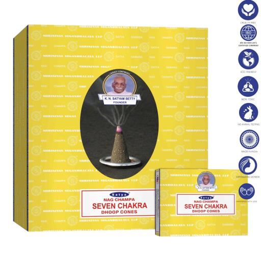All Products Satya - Seven Chakra Dhoop Cones (12 Cones, 1″)