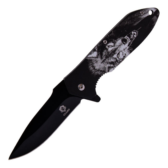 8" Savage Howl Rage Wolf Folding Knife