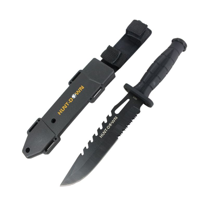 Hunt-Down – 13″ Drop Point Hunting Knife w/ Grenade Design Handle