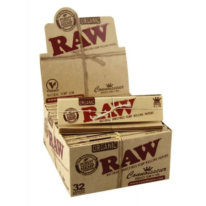 All Products RAW - Organic Hemp Connoisseur King Size Slim Rolling Papers w/ Tips