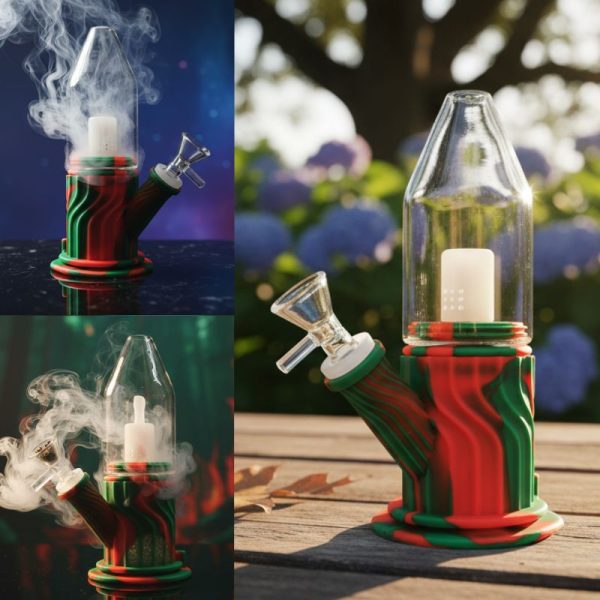 7.8″ Taper Shape Printed Orange & Green Silicone Water Pipe