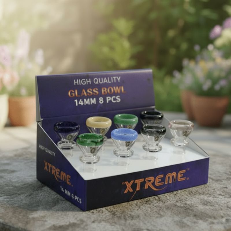 Xtreme – 14mm Flower Style Coloured Rim Glass Bowl