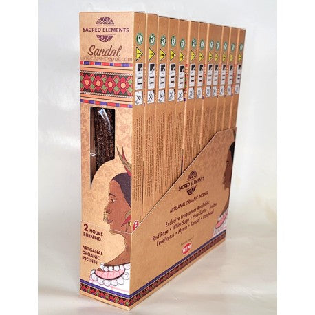 All Products Sacred Elements Organic - Sandal Premium Masala Hand‑Rolled Incense Sticks (15g, 2 hr burn, 8–10 sticks)